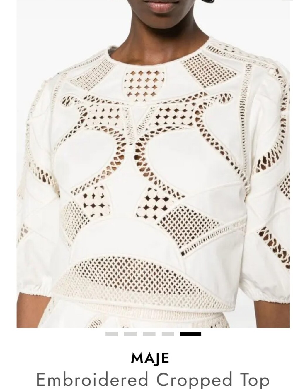 Maje Liany Openwork Cotton Embroidered Crop Top - NWT Size 2 (US M)
